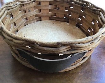 Vintage Pyrex Serving Basket / Leather Handles / Casserole Basket