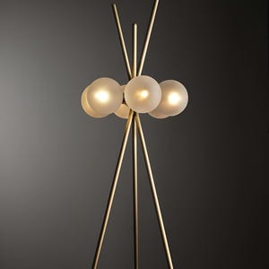 1950s Mid-Century Modern Italian Stilnovo Style Table Lamp – Brushed Brass & Blown Glass Study Light