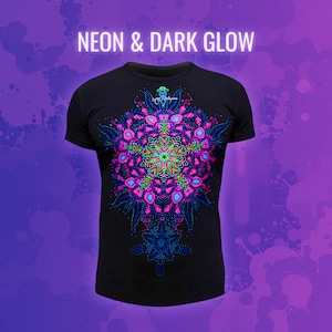 Psychedelic UV Glow T-Shirt| Front & Back Print| Trippy Neon Festival Shirt| Unisex Goa Trance Clothing | Visionary Art Tee |Gift for Ravers