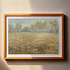 Vintage Landscape Digital Art, Impressionist Nature Wall Print, Instant Download for Home Decor