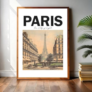 Paris Stadt DRUCKBARE Kunst | Eiffelturm Vintage Poster | Paris Wanddekor | Digitaler Download