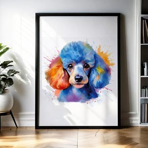Poodle Wall Art, Colorful Dog Print, Watercolor Pet Portrait, Abstract Animal Poster, Modern Home Decor, Gift for Dog Lovers