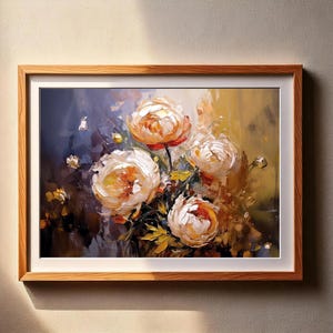 Peony Flower PRINTABLE Art | Vintage Floral Wall Decor | Romantic Botanical Digital Download