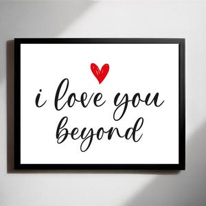 Ich liebe dich über DRUCKBARE Kunst hinaus | Romantisches Zitat Wanddekor | Minimalistisches Typografie-Poster | Digitaler Download