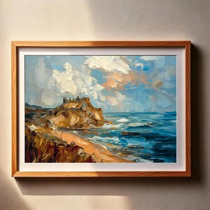 Coastal Landscape PRINTABLE Art | Seaside Cliff Painting | Ocean Wall Decor | Digital Download