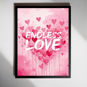 Endlose Liebe DRUCKBARE Kunst | Romantisches Herz Wanddekor | Aquarell Liebe Poster | Digitaler Download