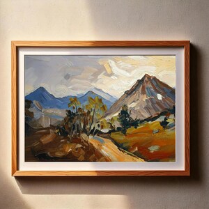 Mountain Landscape PRINTABLE Art | Rustic Nature Wall Decor | Impressionist Oil Painting | Digital Download Artwork