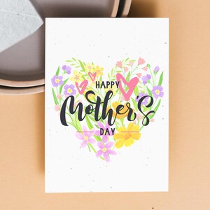 Carte de voeux « Joyeuse fête des mères » pour la fête des mères d'un conjoint, 4 x 5 po. avec enveloppe de graines de fleurs sauvages (respectueuse de l'environnement)