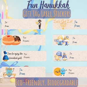 Stickers-cadeaux de Hanoucca, designs amusants et originaux, étiquettes-cadeaux de Hanoucca, étiquette cadeau de Hanoucca, autocollant de vacances, étiquette cadeau de vacances, respectueux de l'environnement