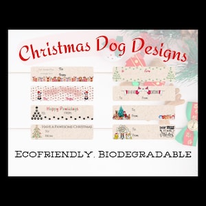 Étiquette autocollante cadeau de Noël chien, étiquettes cadeau de Noël chien, écologique, biodégradable, étiquette cadeau de Noël, lot d'autocollants cadeau de Noël