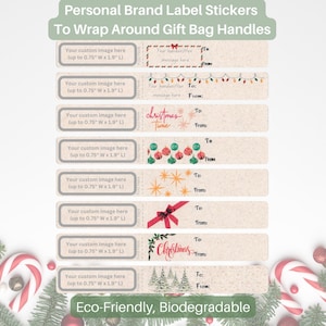 Personnalisé, Étiquettes autocollantes pour cadeaux de Noël, Classique, Autocollant de vacances, Étiquettes de Noël, Etiquettes pour cadeaux de Noël, Autocollant de Noël, Respectueux de l'environnement