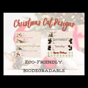 Stickers cadeau de Noël chat, lot d'autocollants cadeau de Noël, Noël, chat, étiquette cadeau, étiquette autocollante, respectueux de l'environnement, biodégradable, étiquette cadeau de Noël