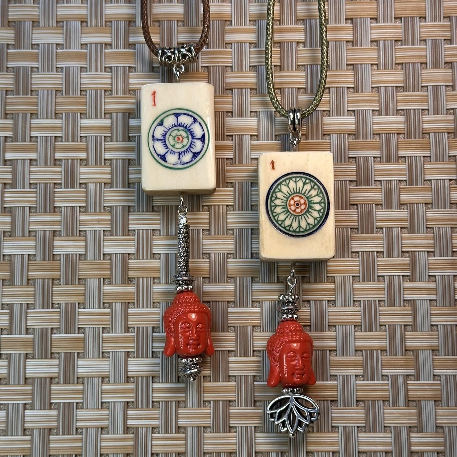 Ancien Jeu De Mahjong Chinois Bambou Et Os - Coffret Orné Laiton