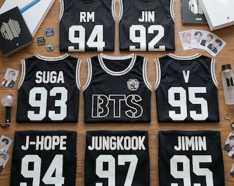 Maglia da basket personalizzata dei membri dei BTS, maglia personalizzata in stile BTS del gruppo Kpop, completo Army per il concerto del World Tour 2026, regalo per i fan dei Bangtan