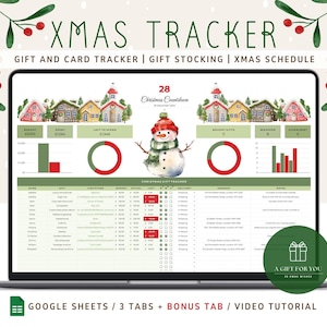 Weihnachtsgeschenk & Card Tracker für Google Sheets | Geschenkliste, Countdown-Kalender, Kalender, Kalender und Weihnachtswünsche