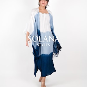 Tie Dye Rayon Dress Set: Navy Blue Beach Cover Up