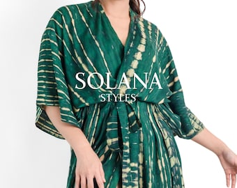 Green Tie Dye Rayon Kimono Maxi Dress: Resort Beach Cover-up - Etsy