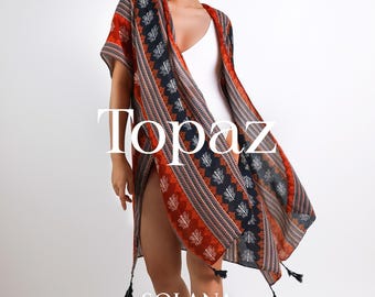 Bohemian Beach Kimono: Viscose Swimsuit Cover-Up