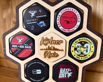 Aufsteller, Halter, Sammler für Eishockey Pucks, Köln, Berlin, München, Mannheim, Iserlohn, Straubing, Wolfsburg, Dresden, Ingolstadt, DEL
