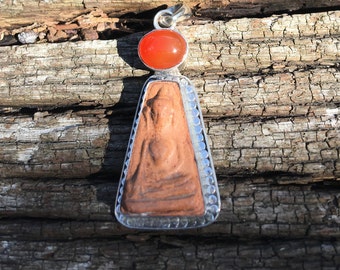 Thai amulet seated Buddha, set in Sterling Silver
