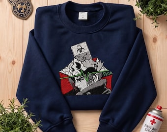 Resident Evil Embroidered Sweatshirt, Leon S Kennedy Crewneck, RPD Zombie Game Apparel, Survival Horror Gamer Gift, Retro Video Game Hoodie