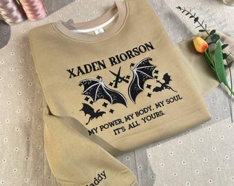 Xaden Riorson embroidered shirt, Xaden Fourth Wing Shirt, Fourth Wing Merch,Iron Flame Sweatshirt,Rebecca Yarros Apparel