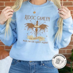 Ridoc Gamlyn Quest Squad Embroidered Shirt, Onyx Storm Shirt, Basgiath War College,  Fourth Wing shirt, Dragon Rider, Bookish Gift