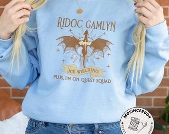 Maglietta ricamata Ridoc Gamlyn Quest Squad, Maglietta Onyx Storm, Basgiath War College, Maglietta Fourth Wing, Dragon Rider, Regalo da studioso