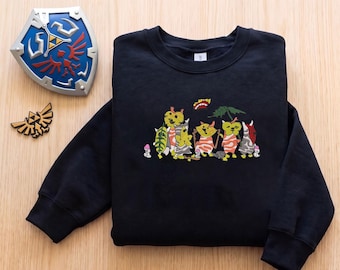 Legend of Zelda Korok Embroidered Sweatshirt - TotK BotW Gaming Apparel - Cute Korok Forest Hoodie - Gamer Gift - Unisex Tee