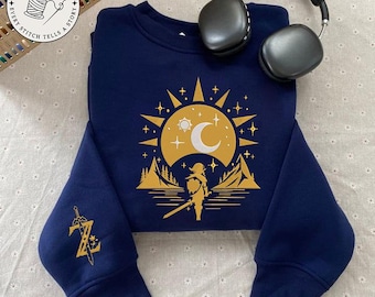 Zelda Embroidered Sweatshirt | Link Triforce Pullover | Hylian Crest Gamer Shirt | Legend of Zelda Gift for Nintendo Fans | Unisex Crewneck