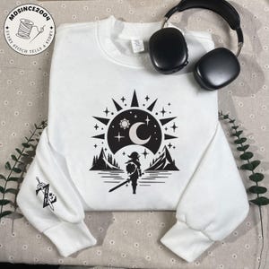 Broderad Zelda-tröja | Link Triforce-tröja | Hylian Crest-speltröja | Legend of Zelda-present till Nintendo-fans | Unisex rund halsringning bild 2