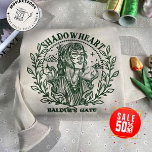 Shadowheart Baldur&#39;s Gate 3 Embroidered Sweatshirt, Astarion High Elf Shirt, BG3 Astarion Video Game Shirt, Baldur&#39;s Gate Embroidery Gift