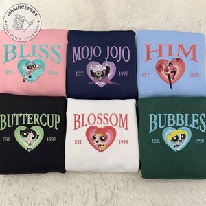 Powerpuff Girls Nostalgia Cosy Sweater Jumper, Embroidered Powerpuff Girls Character Sweatshirt, Cartoon Shirt, Custom Shirt, Gift For Her