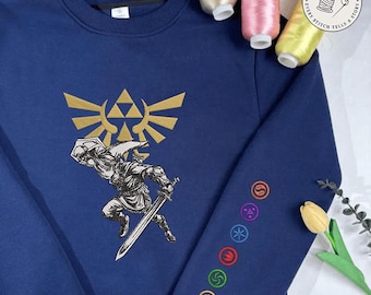 Embroidered Tears Of The Kingdom Sweatshirt, Zelda Shirt, Korok Crewneck, Zelda Gift, Various Colors, Hylian Sweatshirt, Game Shirt