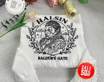Halsin Embroidered Sweatshirt, Halsin bg3 Embroidered shirt, Baldur's Gate Embroidered Shirt for fans, Crewneck, Gift for gamer
