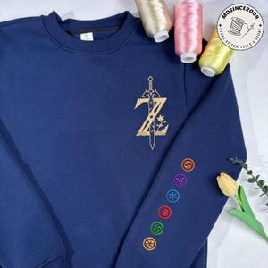 Embroidered Tears Of The Kingdom Shirt, Zelda Sweatshirt, Korok Crewneck, Zelda Gift, Various Colors, Hylian Sweatshirt, Game Shirt