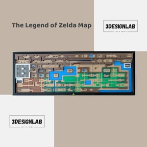 Legend of Zelda Oberwelt-Karte Wanddeko – Retro Gaming Karte – Hyrule NES Karte – Geschenk für Zelda-Fans – 45 x 15,5 cm