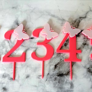 Taart Topper – Roze Cijfers 0–9 | Cijfer Cake Decoratie voor Verjaardag | Taart Decoratie