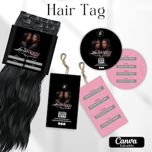 Hair Tag Template, Hair Hang Tag, Hair Tag Bundle, Hang Tag Design, Hair Extension Hang Tags, Editable Hair Tag, Hair Tag Canva Template