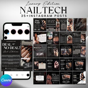 Nail Tech Instagram Template, Nail Technician Social Media Post, Nail Artist Instagram Post, Instagram Content Nail Tech, Canva Template