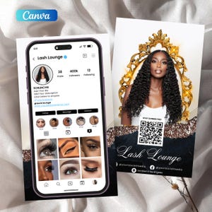 2025 Instagram Business Card, IG Lash Tech Business Cards, DIY Editable Business Card Template, QR Code Business Card, Canva Editable