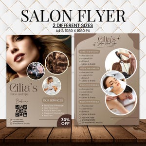 Diy Beauty Salon Flyer Canva Template, Hair Nail Makeup Salon Flyer, Esthetician Beautician Flyer design, Editable, Digital Download