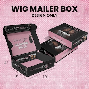 Wig Mailer Box Design, Premade Custom Box Design, Lace Front Box Packaging Design, DIY Box Design for Beauty Business, Canva Template
