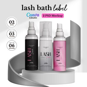 Editable Lash Bath Label Canva Template, Lash Shampoo Sticker, Lash cleanser labels, Lash shampoo Label Canva, Lash Bath Digital download
