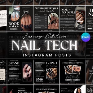 Nail Tech Instagram Template, Nail Technician Social Media Post, Nail Artist Instagram Post, Instagram Content Nail Tech, Canva Template