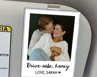 Valentine Gifts for Boyfriend, Drive Safe I Love You Visor Clip, Personalized Couple Photo Car Visor Clip, Drive Safe Gifts for Him, Husband