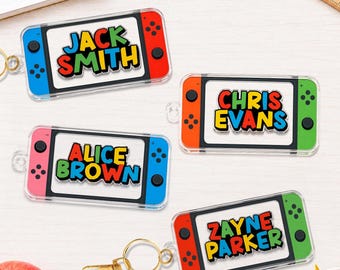 Custom Gamer Backpack Name Tag, Custom Acrylic Kids Name Tag, Gamer Backpack Keychain for Boys, Diaper Bag Tag, Back To School Gifts
