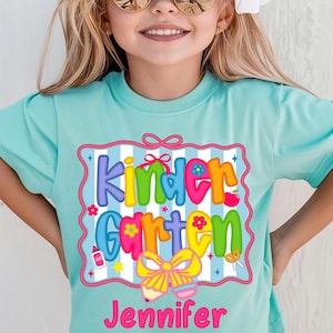 Preppy Back to School Kids Shirt, Coquette Back to School Shirt for Girl, School Shirt for Kids, Custom Grade Toddler Shirt With Kid&#39;s Name