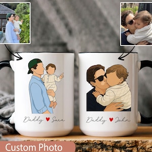 Custom Photo Dad Mug, Dad Portrait from Photo Mug, Fathers Day Gifts, Dad Birthday Gifts, Gift for Husband, Personalized Photo Mug For Dad
