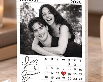 Custom Photo Building Blocks for Couples, Custom Calendar Bricks Puzzle Block, Anniversary Gift for Him, Gifts for Boyfriend, Husband